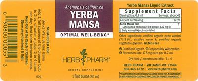 Photo of the Herb Pharm Yerba Mansa label