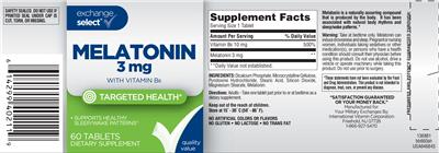Photo of the Exchange Select Melatonin 3 mg label
