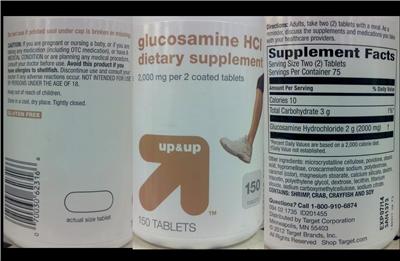 Photo of the up&up Glucosamine HCl label