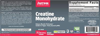Photo of the Jarrow Formulas Creatine Monohydrate label