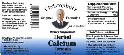 Photo of the Christopher's Original Formulas Herbal Calcium Formula label
