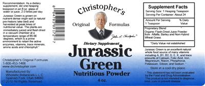 Photo of the Christopher's Original Formulas Jurassic Green Nutritious Powder label