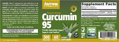 Photo of the Jarrow Formulas Curcumin 95 500 mg label
