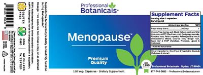 Photo of the Professional Botanicals Menopause label