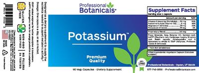 Photo of the Professional Botanicals Potassium label