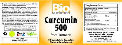 Photo of the Bio Nutrition Curcumin 500 label