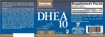 Photo of the Jarrow Formulas DHEA 10 mg label