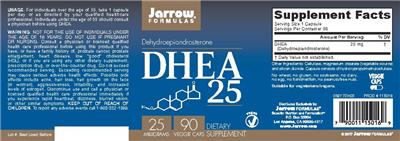 Photo of the Jarrow Formulas DHEA 25 mg label