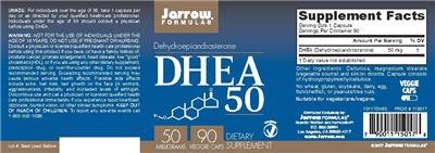 Photo of the Jarrow Formulas DHEA 50 mg label
