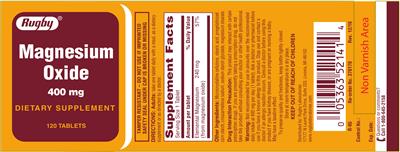 Photo of the Rugby Magnesium Oxide 400 mg label