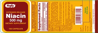 Photo of the Rugby Extended Release Niacin 500 mg label