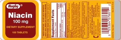 Photo of the Rugby Niacin 100 mg label
