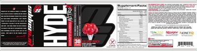 Photo of the PS ProSupps Hyde NitroX Lollipop Punch label
