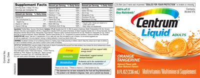 Photo of the Centrum Centrum Liquid Adults Orange Tangerine label