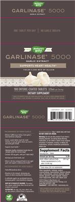 Photo of the Nature's Way Garlinase 5000 label