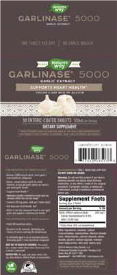 Photo of the Nature's Way Garlinase 5000 label