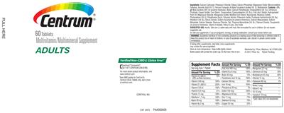 Photo of the Centrum Centrum Adults label