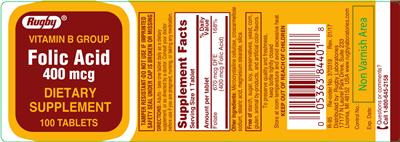 Photo of the Rugby Folic Acid 400 mcg label