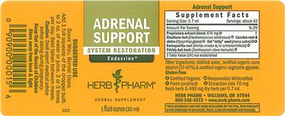 Photo of the Herb Pharm Adrenal Support label