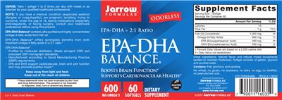 Photo of the Jarrow Formulas EPA-DHA Balance label