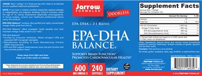 Photo of the Jarrow Formulas EPA-DHA Balance label