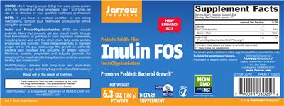 Photo of the Jarrow Formulas Inulin FOS label