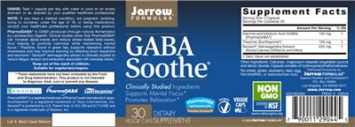 Photo of the Jarrow Formulas GABA Soothe label