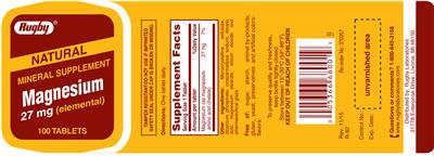 Photo of the Rugby Natural Magnesium 27 mg label