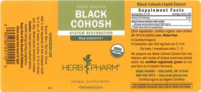 Photo of the Herb Pharm Black Cohosh label