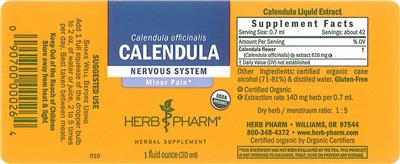 Photo of the Herb Pharm Calendula label