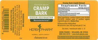 Photo of the Herb Pharm Cramp Bark label