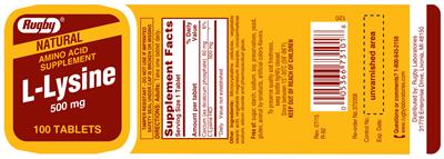 Photo of the Rugby Natural L-Lysine 500 mg label