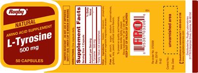 Photo of the Rugby Natural L-Tyrosine 500 mg label