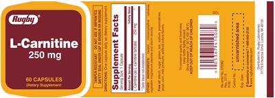 Photo of the Rugby L-Carnitine 250 mg label