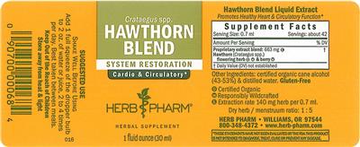 Photo of the Herb Pharm Hawthorn Blend label