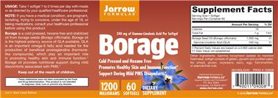 Photo of the Jarrow Formulas Borage 1200 mg label
