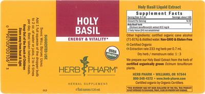 Photo of the Herb Pharm Holy Basil label