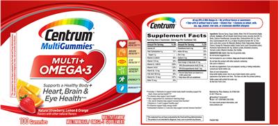 Photo of the Centrum Centrum MultiGummies Multi + Omega-3 label