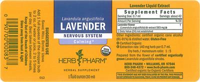 Photo of the Herb Pharm Lavender label