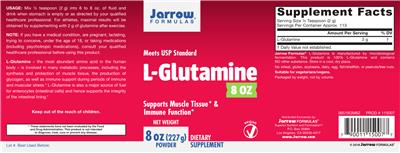 Photo of the Jarrow Formulas L-Glutamine Powder label