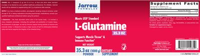 Photo of the Jarrow Formulas L-Glutamine Powder label