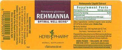 Photo of the Herb Pharm Rehmannia label
