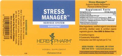 Photo of the Herb Pharm Stress Manager label