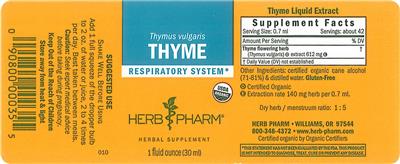 Photo of the Herb Pharm Thyme label