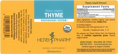 Photo of the Herb Pharm Thyme label
