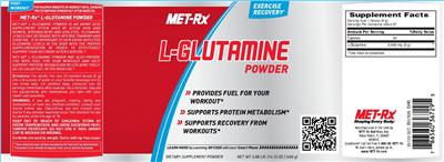Photo of the MET-Rx L-Glutamine Powder label