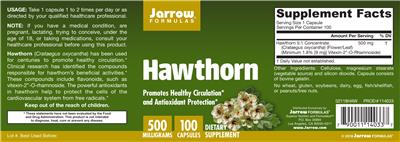 Photo of the Jarrow Formulas Hawthorn 500 mg label
