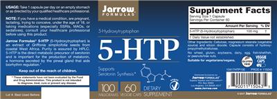 Photo of the Jarrow Formulas 5-HTP 100 mg label
