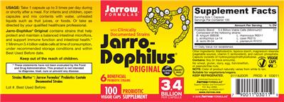 Photo of the Jarrow Formulas Jarro-Dophilus Original label