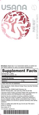 Photo of the USANA Pure Rest label